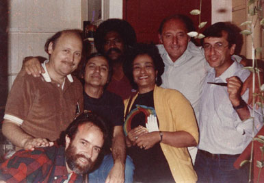 Blues for Red recording session shot with the producer of the album, Marko Duchich, on the far right holding a pipe.