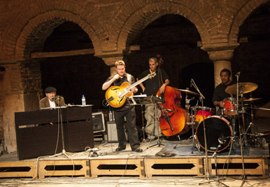 The Quartet performing at the Ohrid Festival, Macedonia (Courtyard of Saint Sophia Cathedral dating back to the 9th century)
