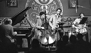 Larry Vuckovich with Charles Bowen on tenor, Philly Joe Jones on drums, and Andy McKee on bass [photo by Brian McMillen]