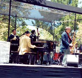 Jazz on the Hill was a beautiful outdoor festival set in San Mateo, with a nice setup for the band.